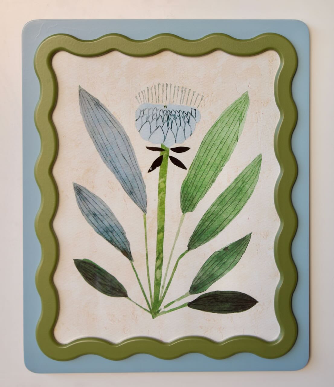 BLUE & GREEN SCALLOP FLOWER PICTURE  1.5X47X39CM